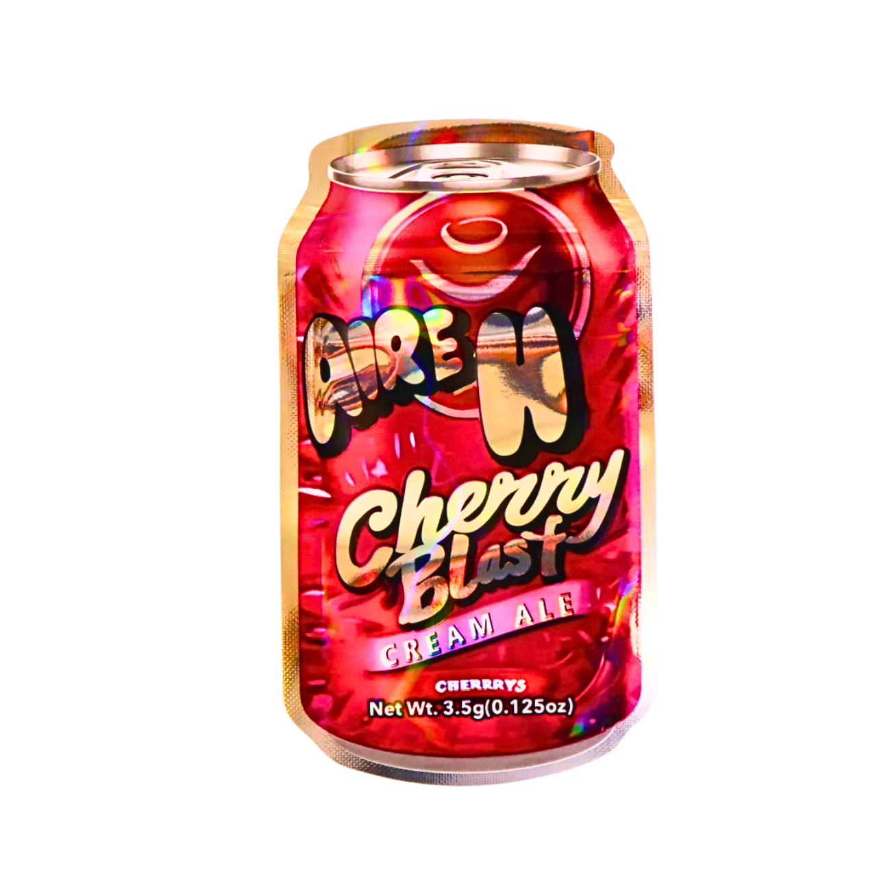 HOLOGRAPHIC MYLAR 3.5G BAGS 50CT CREAM ALE CAN DESIGN